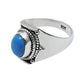 Sterling Silver Oval December Natural Turquoise Bezel Daughter Band Ring