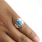 Sterling Silver Oval December Natural Turquoise Bezel Daughter Band Ring