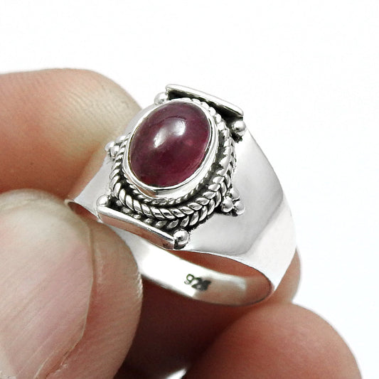 Pink Tourmaline Gemstone 925 Sterling Silver Ring Jewelry