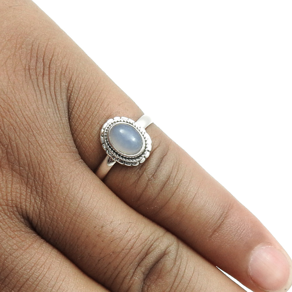 Natural Chalcedony Sterling Silver Sister Cocktail Statement Ethnic Ring