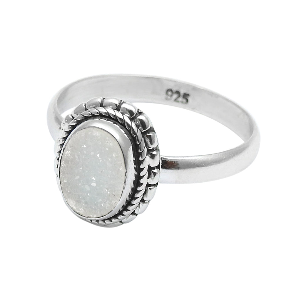 Sisters Day Deal Sterling Silver Oval Natural Druzy Daughter Statement Ring