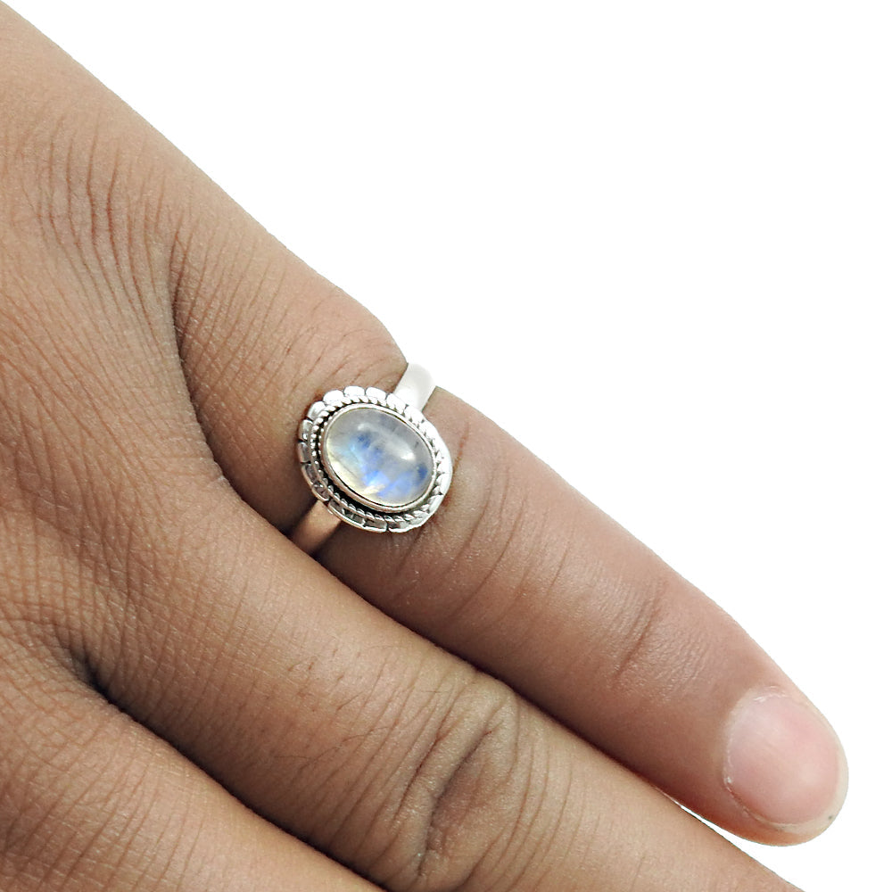Sterling Silver Rainbow Moonstone Gemstone Handmade Promise New Band Ring