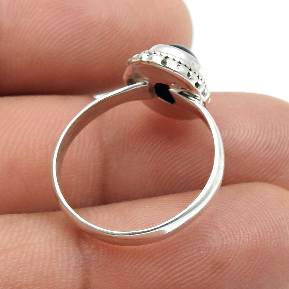 Oval Natural Garnet Sterling Silver Statement Cocktail Bezel Artisan Ring
