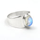 Natural Rainbow Moonstone 925 Silver Cocktail Crown Chakra Bezel Ring Jewelry