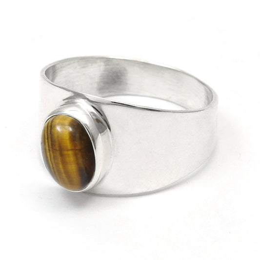 Natural Tiger's Eye Statement Cocktail Ring Jewelry Solid Sterling Silver
