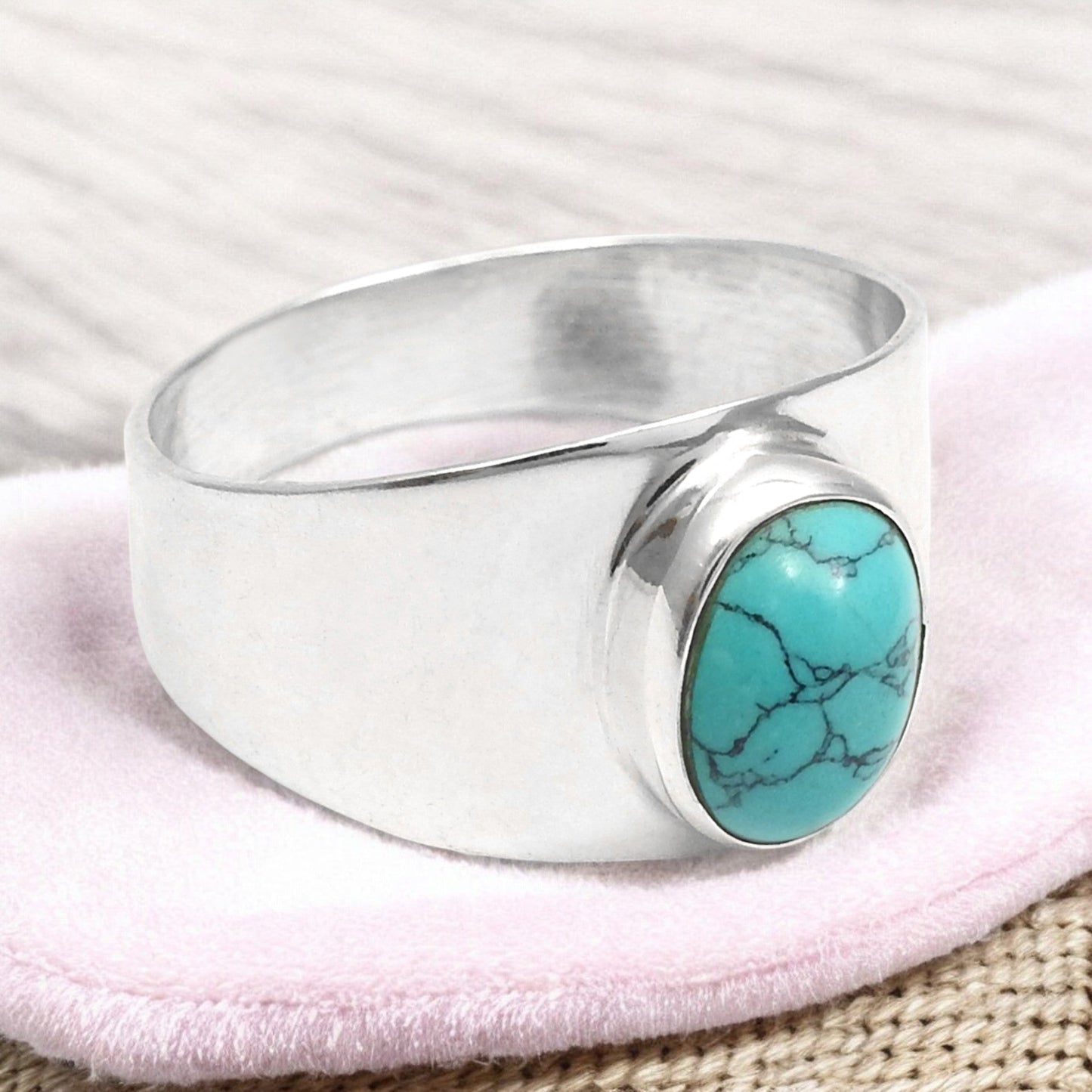 Turquoise Gemstone Solid Silver Daughters Day New Cocktail Ring Jewelry