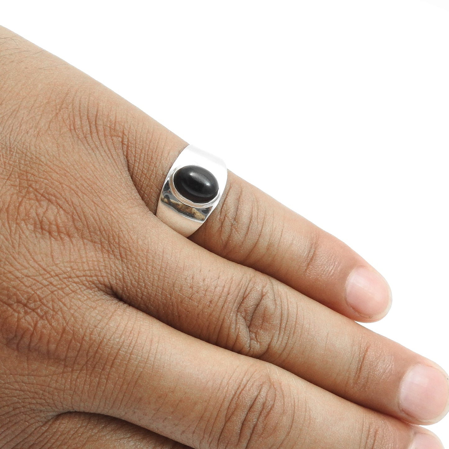 Oval Black Onyx Stone Cocktail Birthday Boho Ring Jewelry 925 Solid Silver