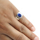 Oval Natural Lapis Lazuli 925 Sterling Silver Cocktail September Wedding Ring