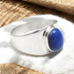 Oval Natural Lapis Lazuli 925 Sterling Silver Cocktail September Wedding Ring