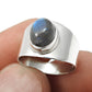 Labradorite Stone 925 Silver Promise Statement Band Third Eye Chakra Bezel Ring