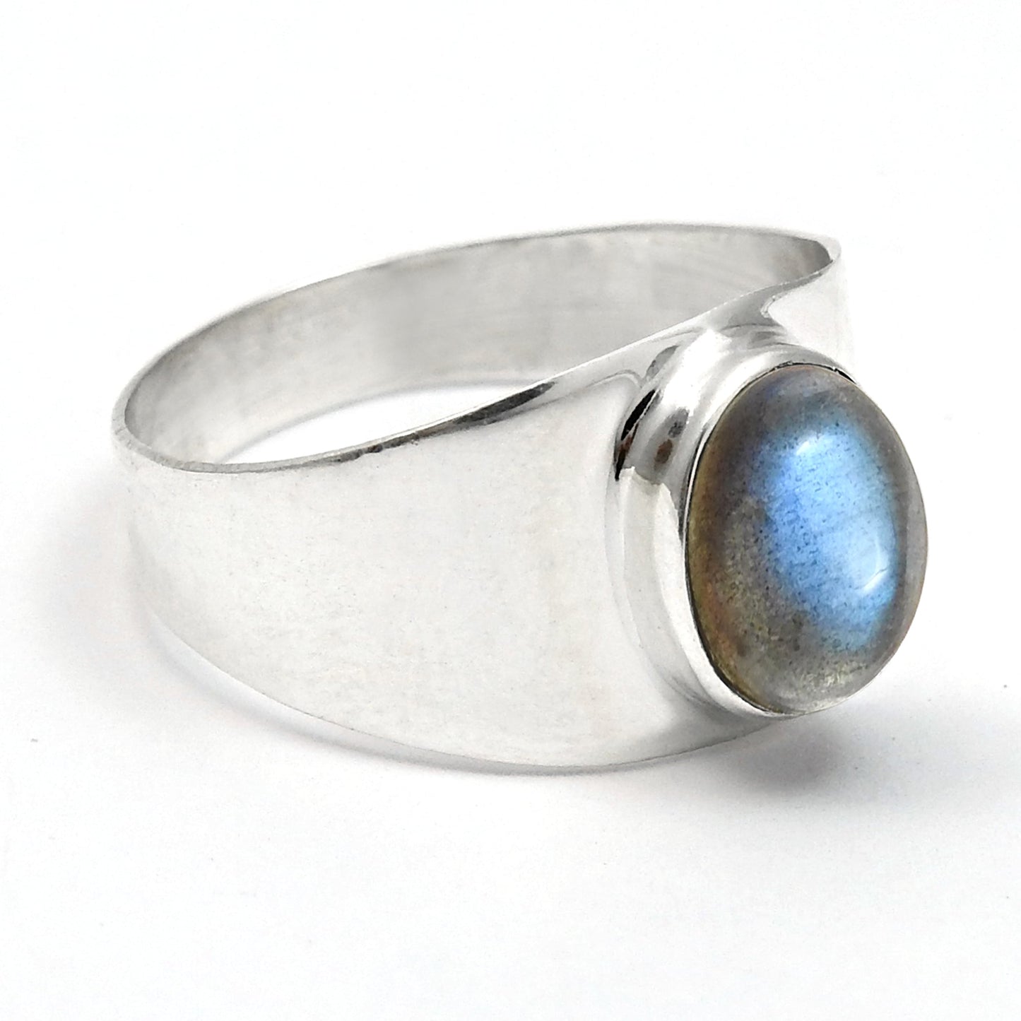 Labradorite Stone 925 Silver Promise Statement Band Third Eye Chakra Bezel Ring
