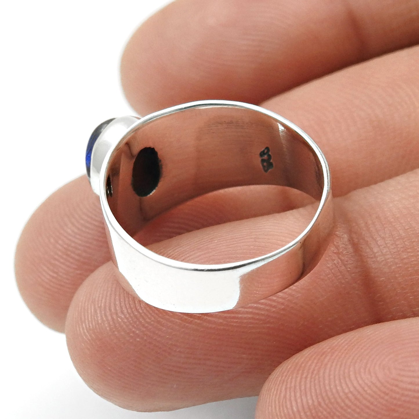 Labradorite Stone 925 Silver Promise Statement Band Third Eye Chakra Bezel Ring