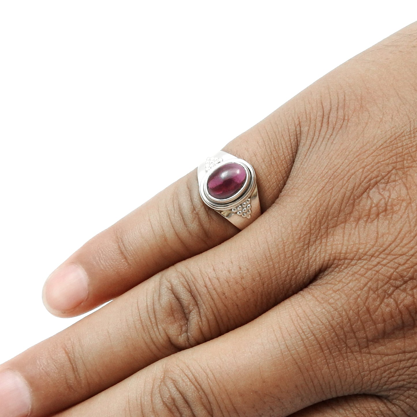 Natural Garnet 925 Silver Wife Cocktail Ethnic Daughter Gift Ring Jewelry