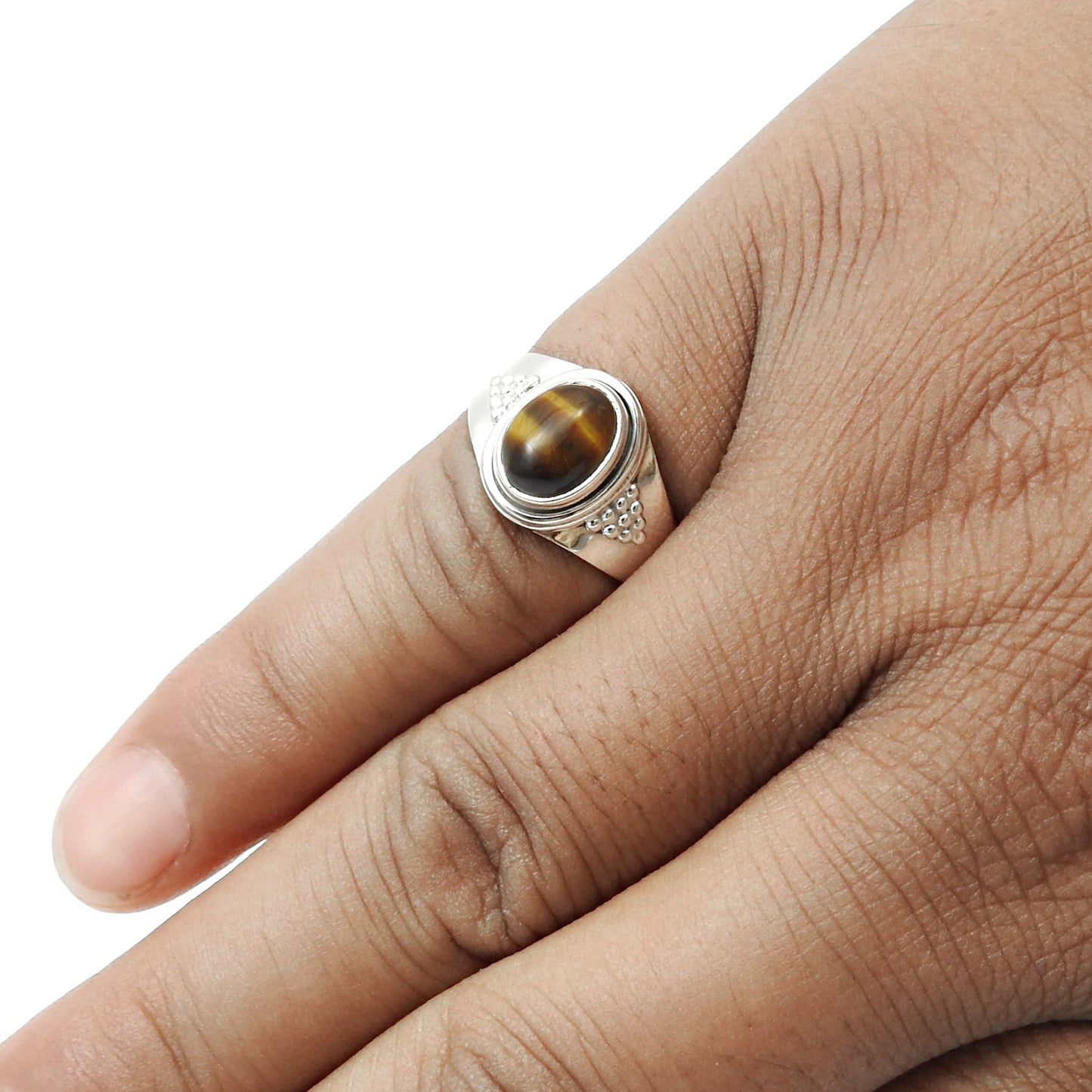 Natural Tiger's Eye Anniversary Cocktail Ring Jewelry 925 Solid Silver