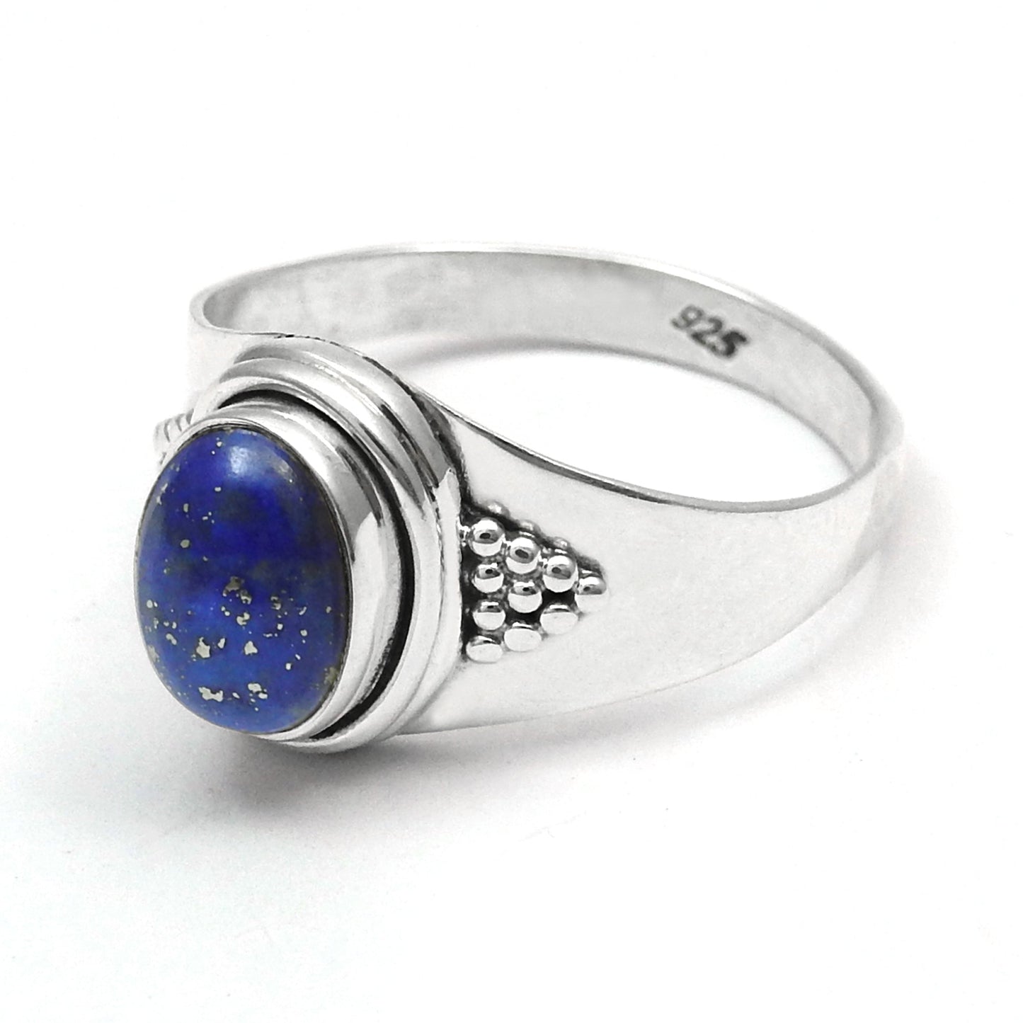 Natural Lapis Lazuli 925 Solid Silver Cocktail Wedding Wife Ring Jewelry