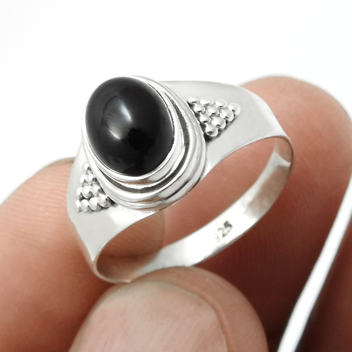 Natural Black Onyx Cocktail Statement Ring Jewelry Solid Sterling Silver