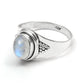 Oval Rainbow Moonstone Stone 925 Silver New Band Boho Crown Chakra Ring
