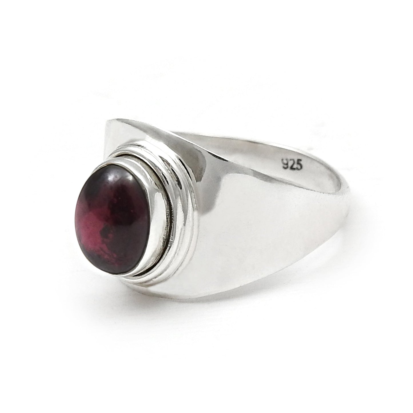 Natural Garnet Gemstone 925 Sterling Silver Statement Ring For Her