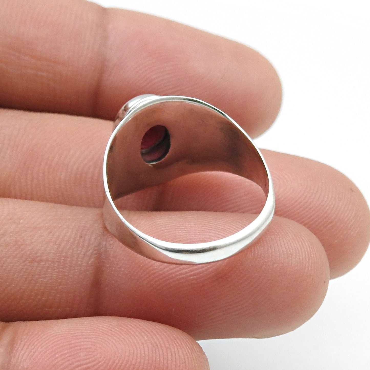 Natural Garnet Gemstone 925 Sterling Silver Statement Ring For Her