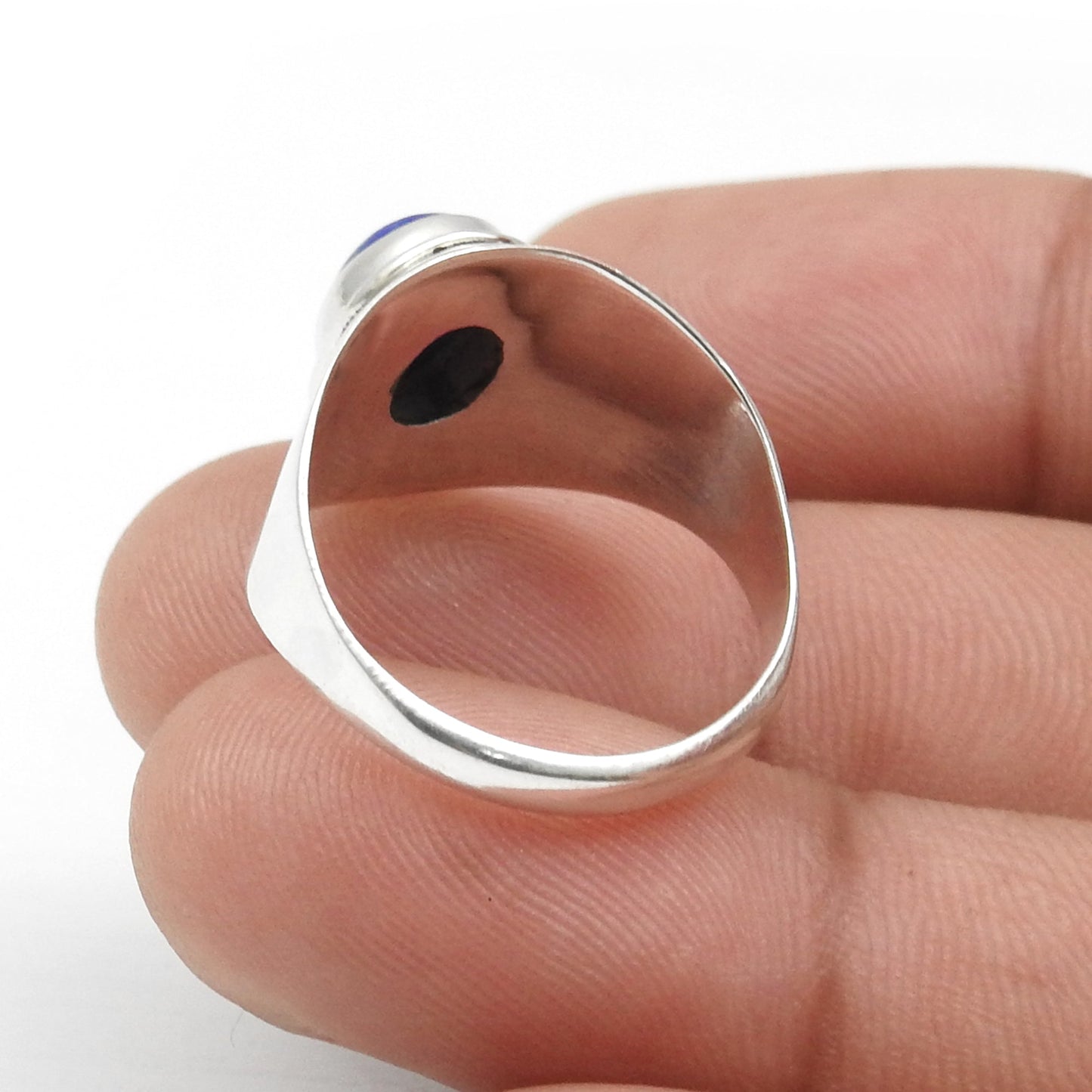 Natural Lapis Lazuli Gemstone 925 Sterling Silver Statement Ring For Her