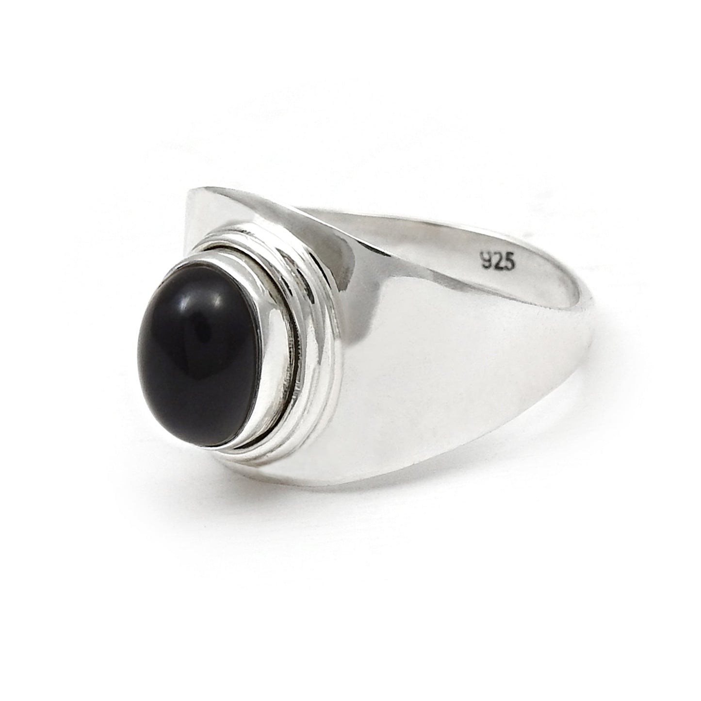 Natural Black Onyx Gemstone 925 Sterling Silver Statement Ring For Her