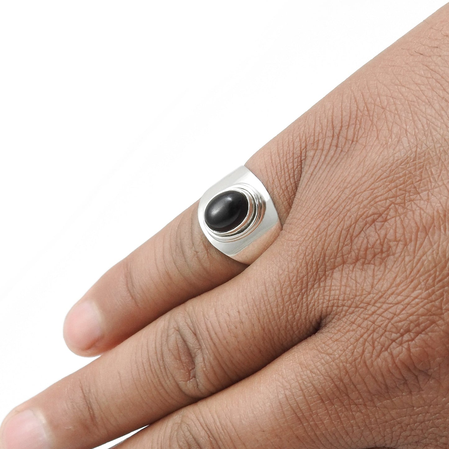 Natural Black Onyx Gemstone 925 Sterling Silver Statement Ring For Her