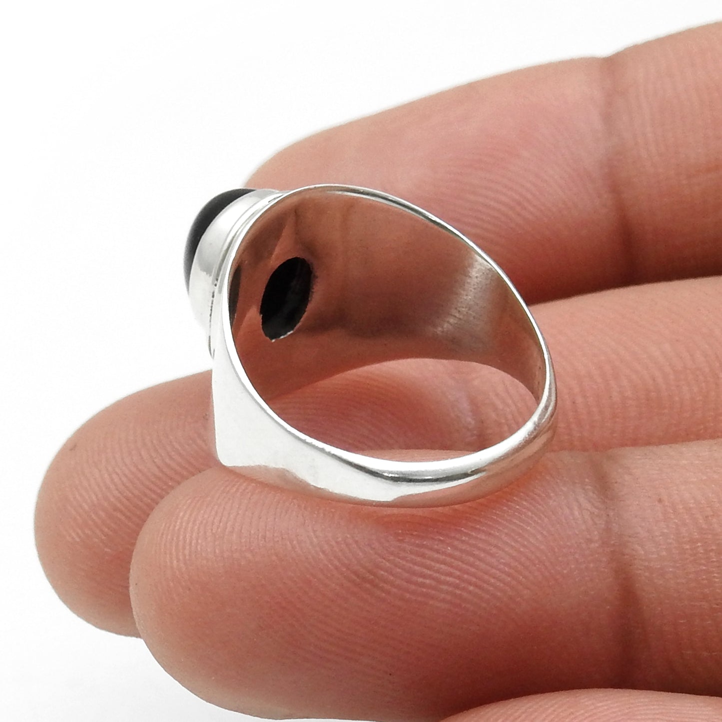 Natural Black Onyx Gemstone 925 Sterling Silver Statement Ring For Her