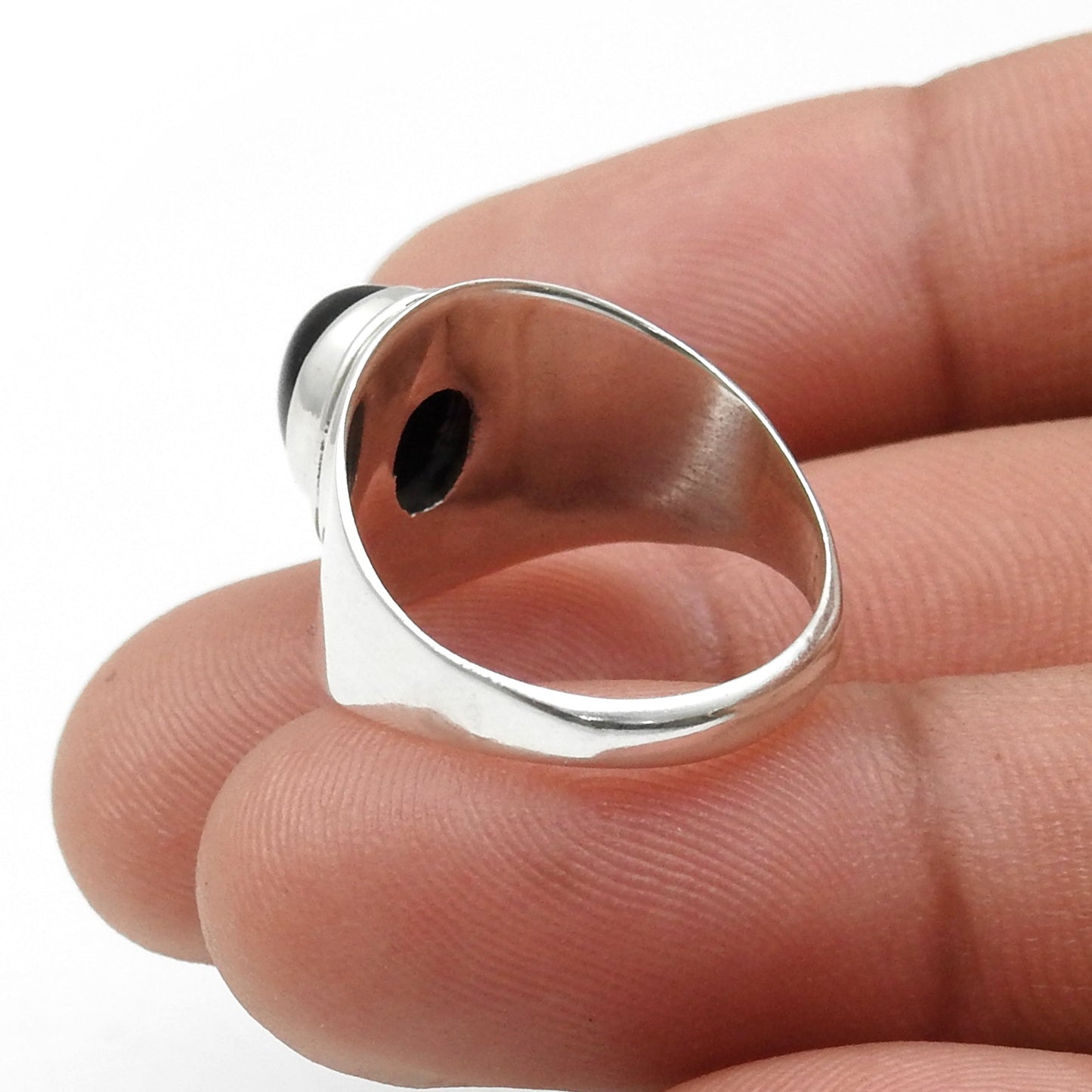 Natural Black Onyx Gemstone 925 Sterling Silver Statement Ring For Her