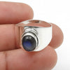 Throat Chakra 925 Sterling Silver Natural Labradorite Boho Band Ring