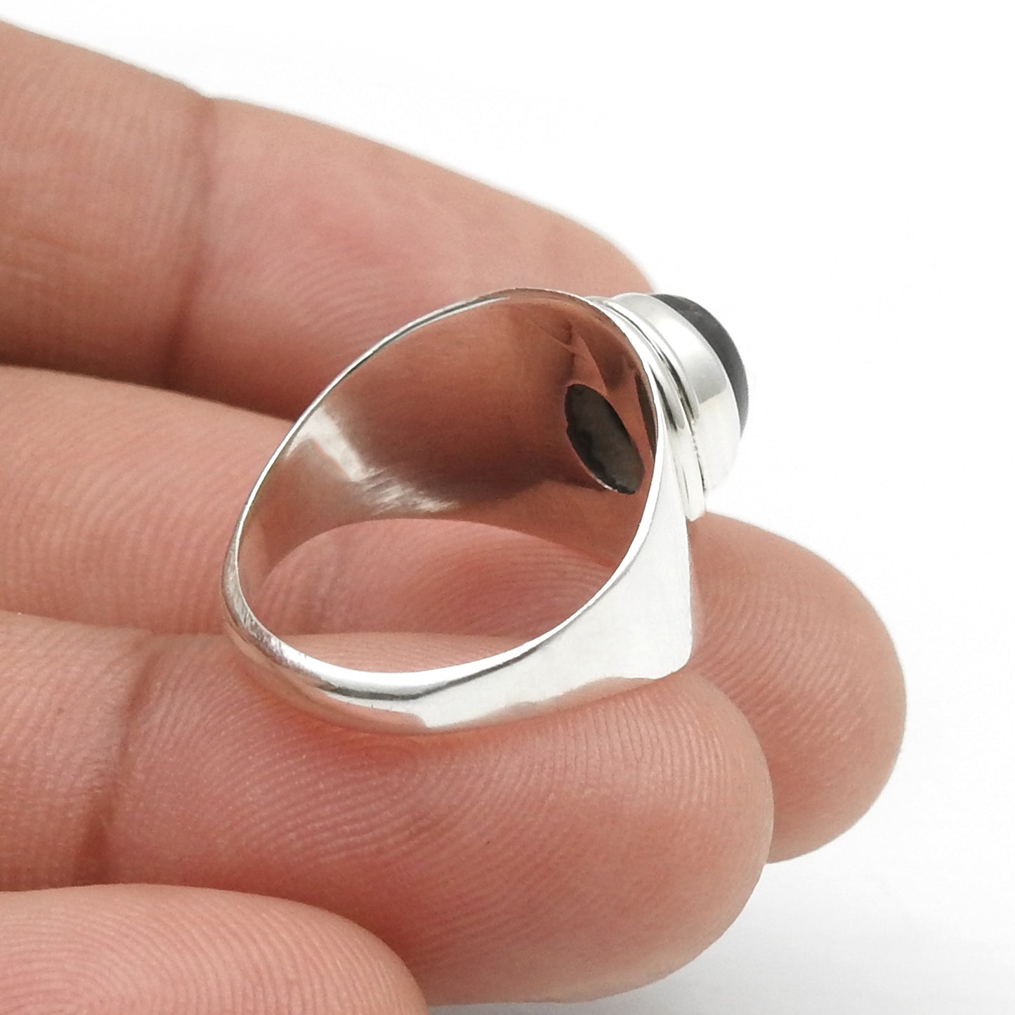 Throat Chakra 925 Sterling Silver Natural Labradorite Boho Band Ring