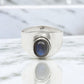 Throat Chakra 925 Sterling Silver Natural Labradorite Boho Band Ring