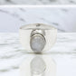 Solid 925 Sterling Silver Natural Rainbow Moonstone Band Ring