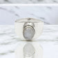 Solid 925 Sterling Silver Natural Rainbow Moonstone Band Ring