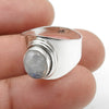 Solid 925 Sterling Silver Natural Rainbow Moonstone Band Ring