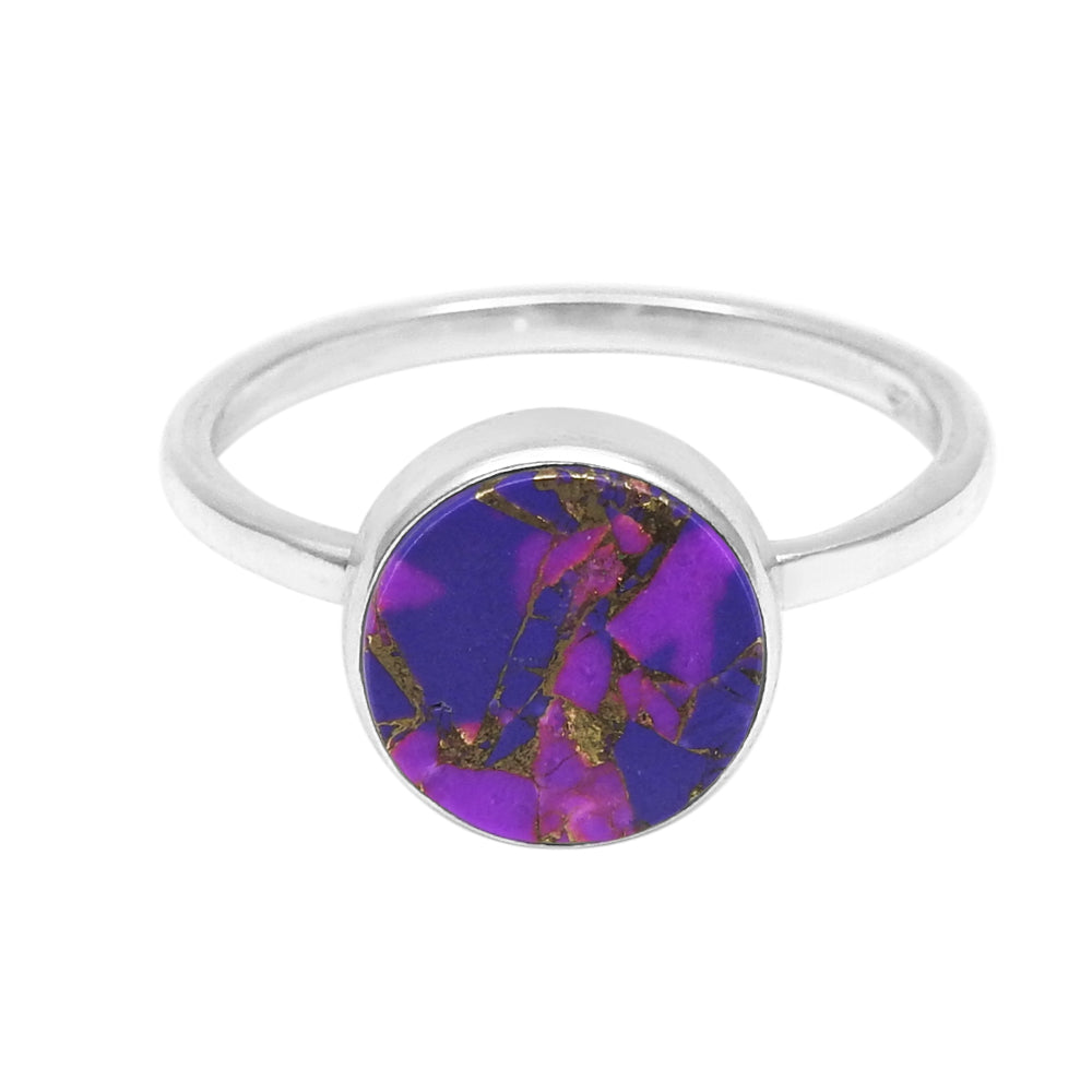 Woman Gift Natural Purple Copper Turquoise Solid 925 Sterling Silver Luxury Ring