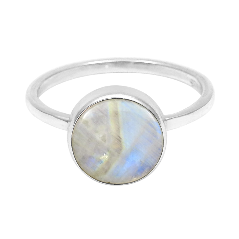 Natural Rainbow Moonstone Sterling Silver Wife Statement Crown Chakra Ring