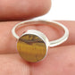 Sterling Silver Natural Tiger Eye Band Trendy Sacral Chakra Art Deco Ring