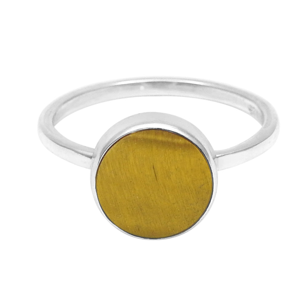 Sterling Silver Natural Tiger Eye Band Trendy Sacral Chakra Art Deco Ring