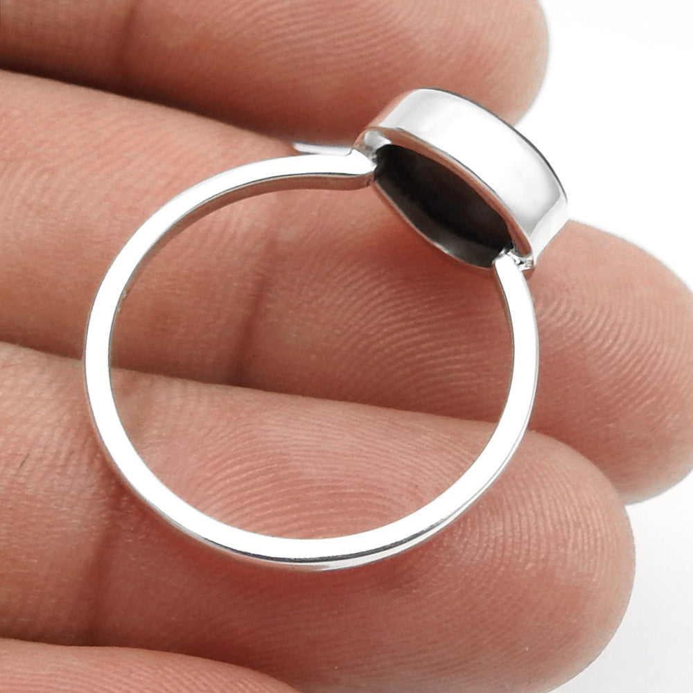 Sterling Silver Natural Tiger Eye Band Trendy Sacral Chakra Art Deco Ring