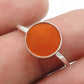 Sterling Silver Round Natural Carnelian Bezel New Band Sacral Chakra Ring