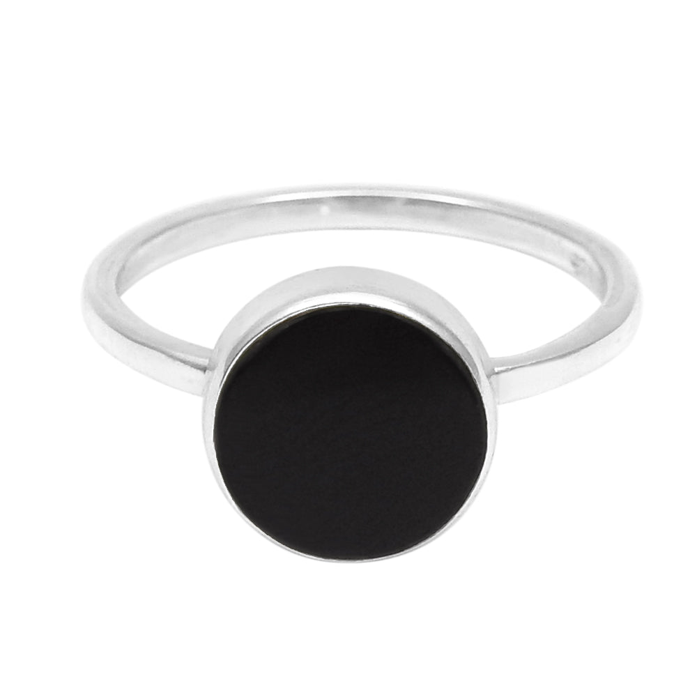 Root Chakra Natural Black Onyx Cocktail Statement Ring Sterling Silver