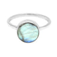 Round Natural Labradorite Sterling Silver Daughter Statement Bezel Ring
