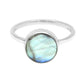 Round Natural Labradorite Sterling Silver Daughter Statement Bezel Ring