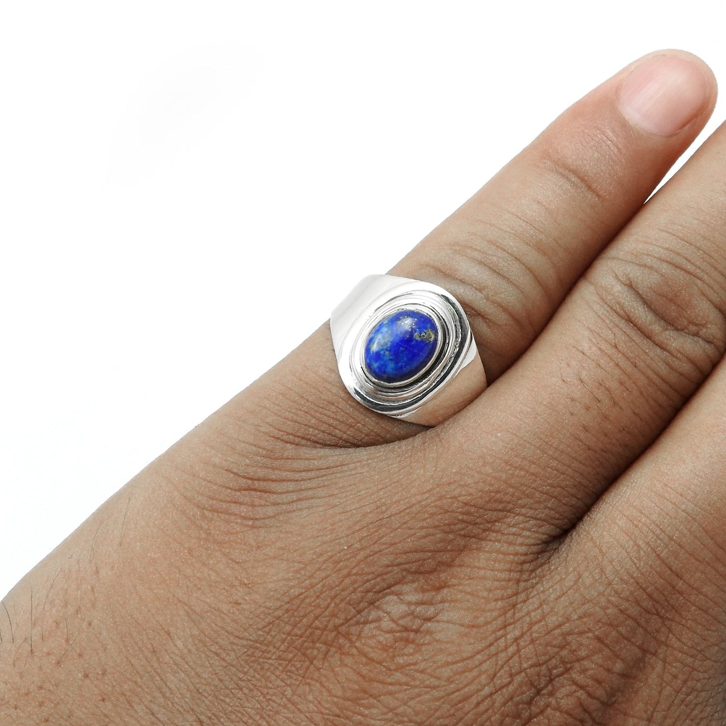 Natural Lapis Lazuli Solid Sterling Silver Cocktail Birthday Ring Jewelry