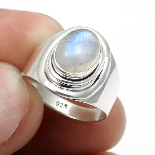 Rainbow Moonstone Stone 925 Sterling Silver Cocktail Sister Ring Jewelry