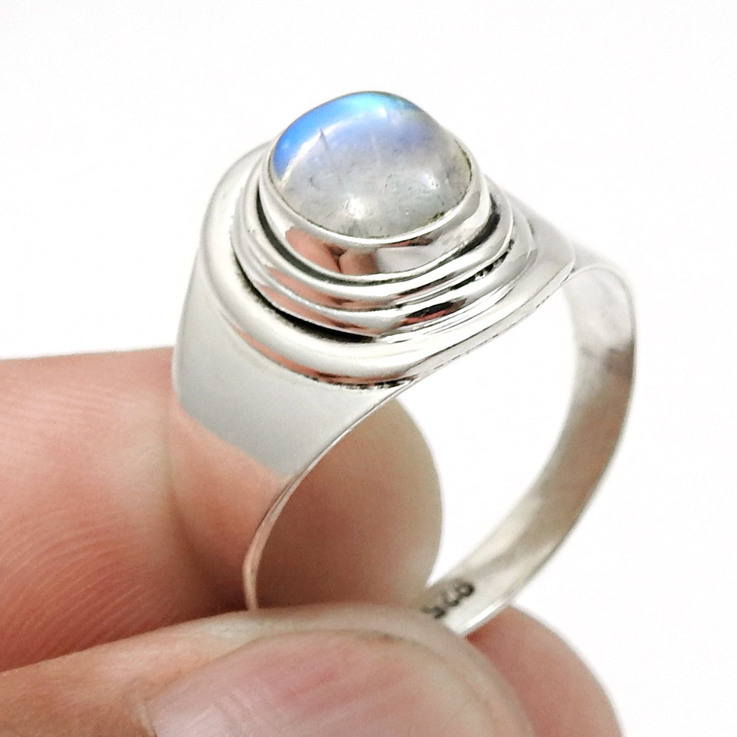 Rainbow Moonstone Stone 925 Sterling Silver Cocktail Sister Ring Jewelry