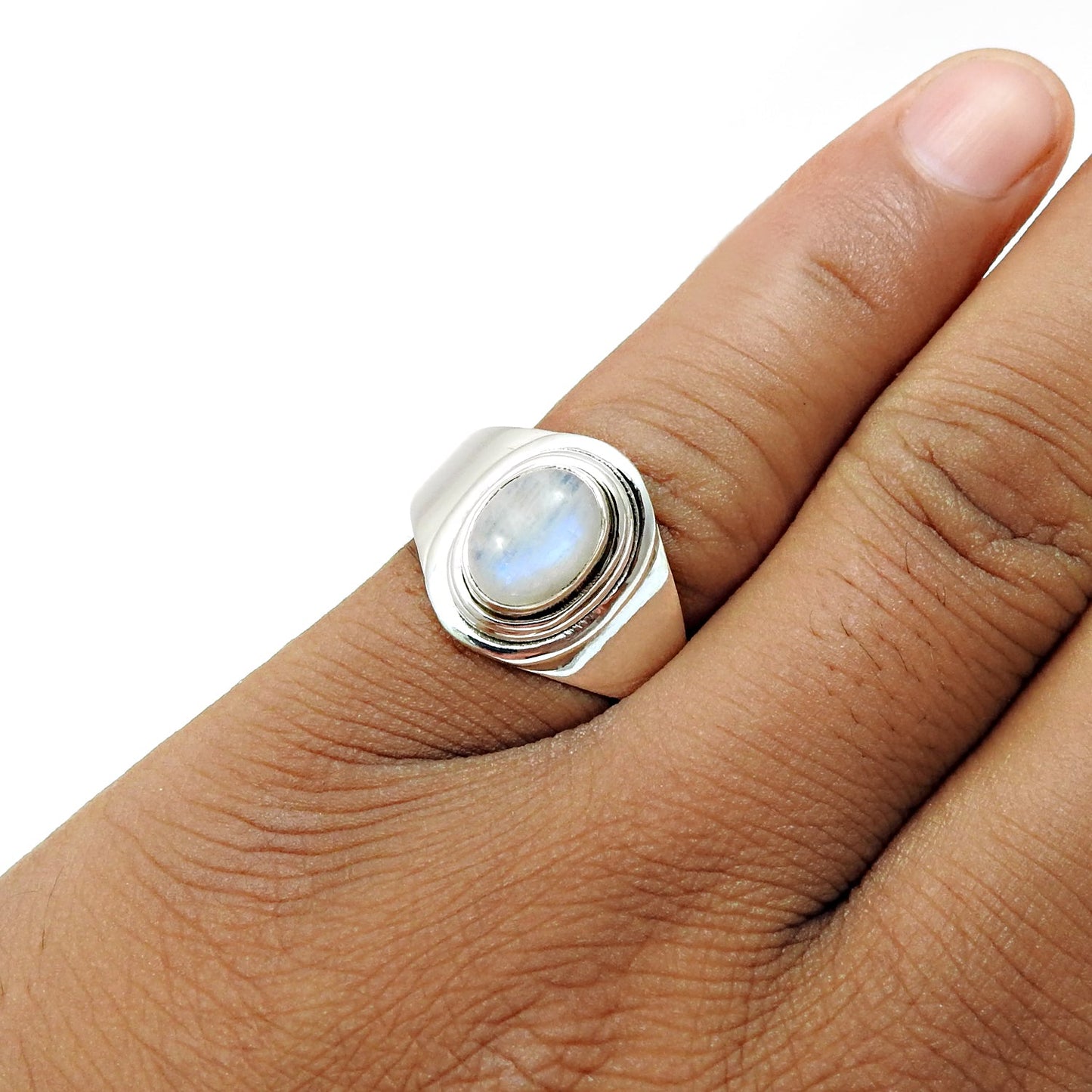 Rainbow Moonstone Stone 925 Sterling Silver Cocktail Sister Ring Jewelry