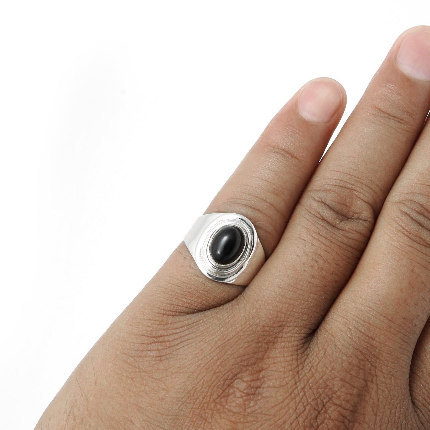 Black Onyx Gemstone 925 Silver Wife Boho Cocktail Bezel Daughters Day Ring