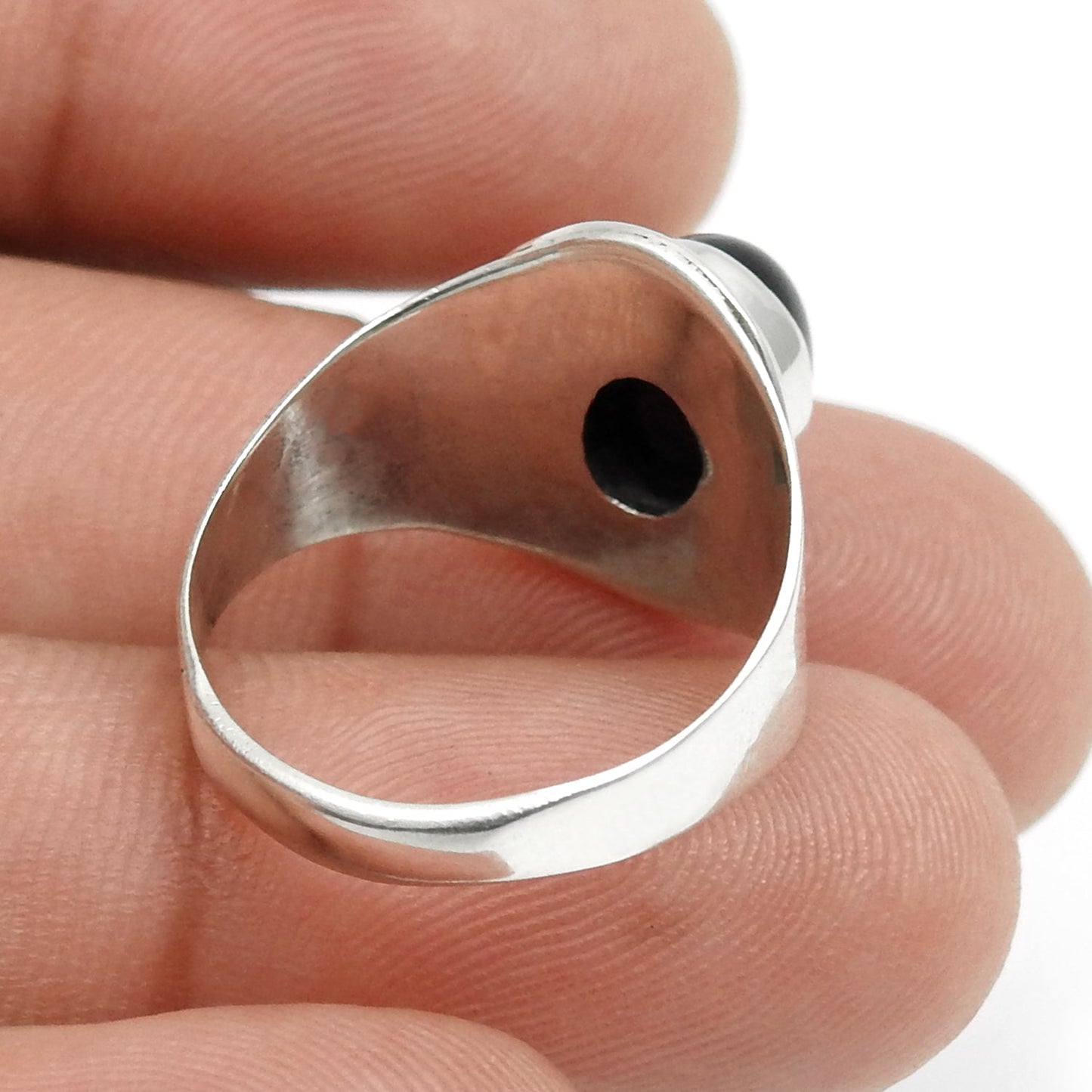 Black Onyx Gemstone 925 Silver Wife Boho Cocktail Bezel Daughters Day Ring