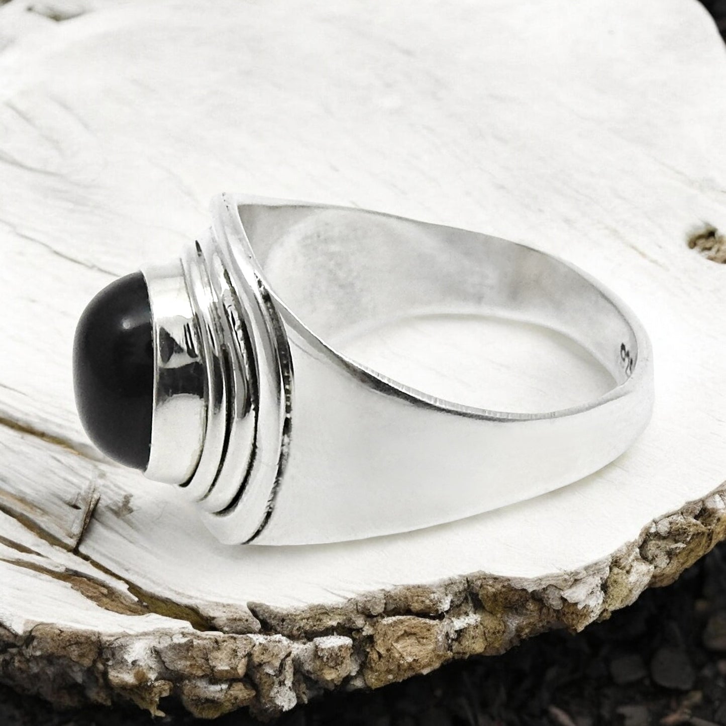 Black Onyx Gemstone 925 Silver Wife Boho Cocktail Bezel Daughters Day Ring
